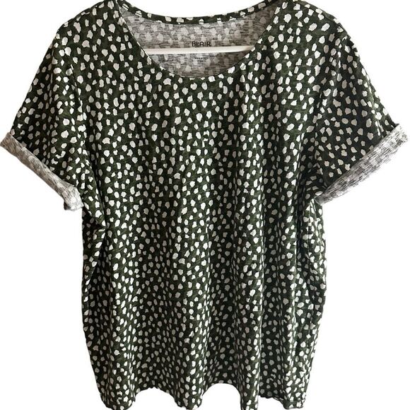 Blair Green and White Polka Dotted Splash Knit‎ Top Size 2XL - Picture 2 of 6